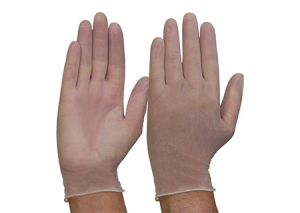 Disposal Gloves Vinyl Powdered Clear