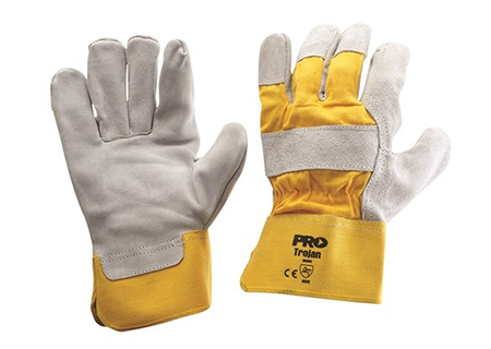 Gloves Yellow Cotton/Cowsplit Leather Palm H/D