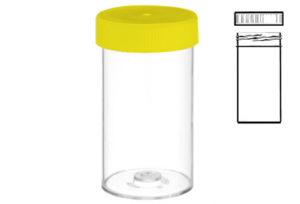Vial Specimen with Yellow Cap Unlabelled Polystyrene