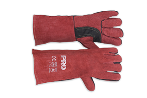 Leather Welding Gauntlet Red Kevlar