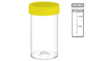 Vial Specimen with Yellow Cap Unlabelled Polystyrene